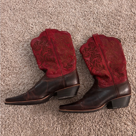 Twisted X Red and Brown Heeled Boots - Picture 1 of 7